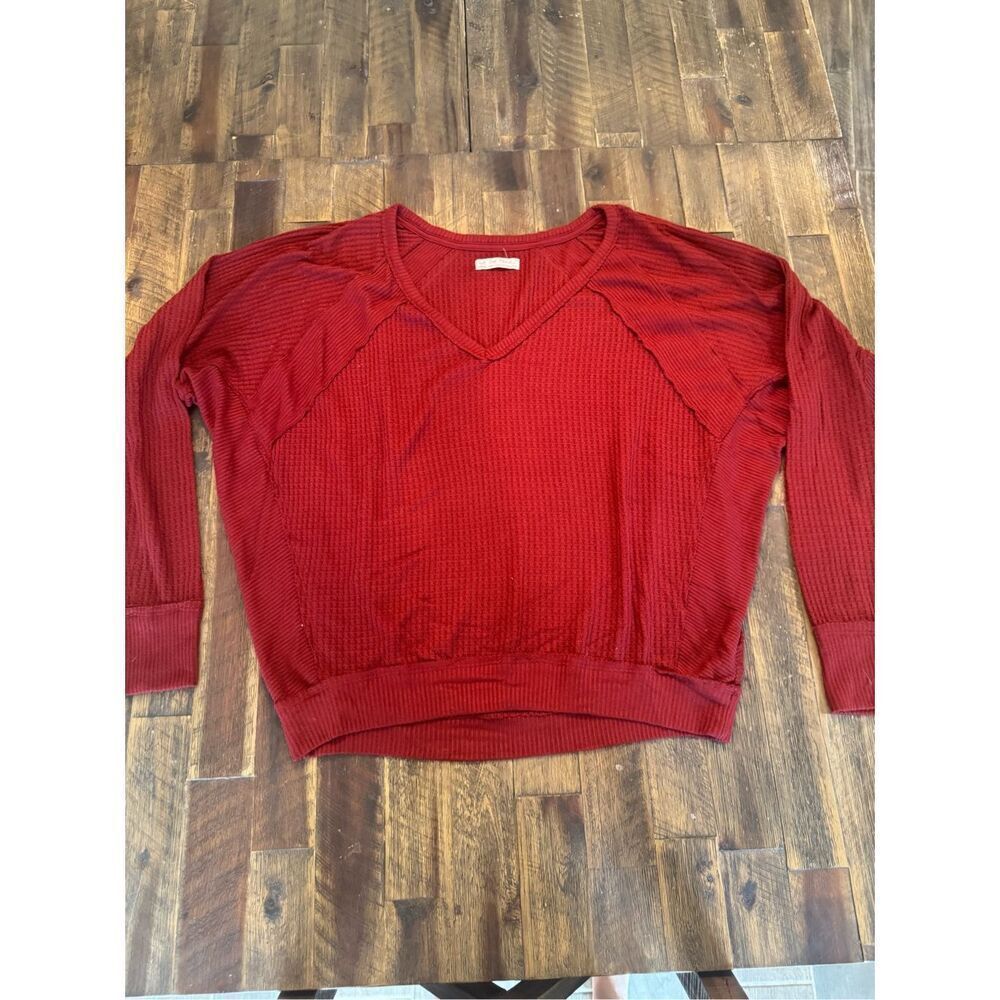 We the free waffle knit long sleeve size medium red